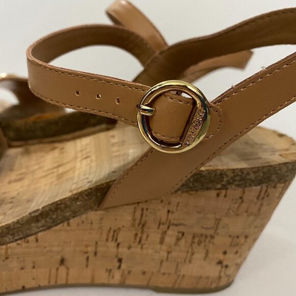 Tommy Hilfiger Women's Twhottie Nautical Logo Stripe Cork Wedge Sandals Size 9.5 - Picture 6 of 12
